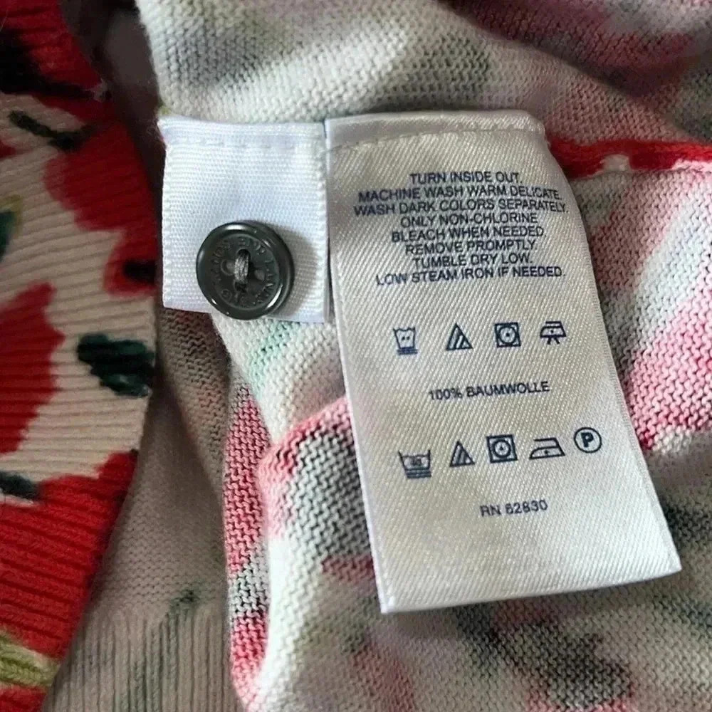 Land’s End Women’s Crewneck Cardigan Red Green Black Pink Floral Size M/P 10-12 - Picture 13 of 13